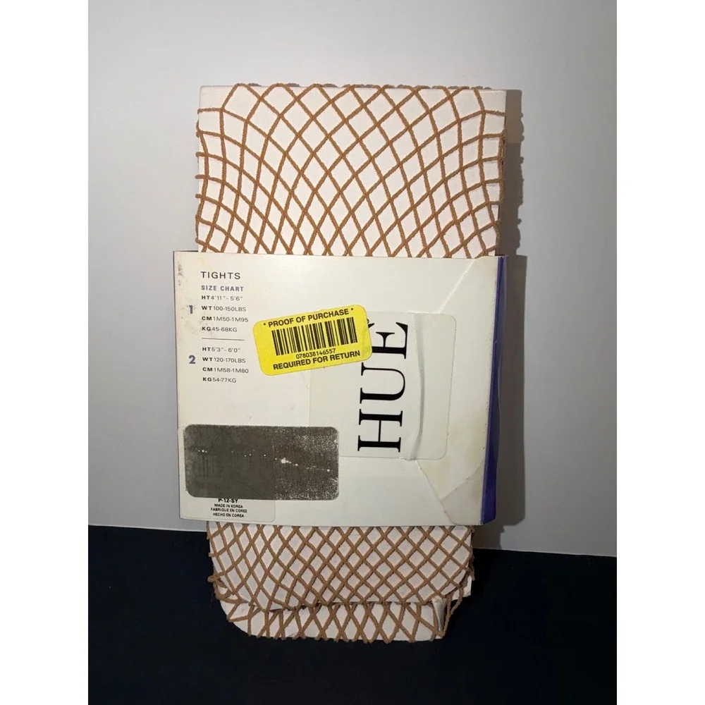 Hue Tan Fishnet Tights Mesh Open Weave Fishtnet tights Hosiery Size 1 P-12-SY